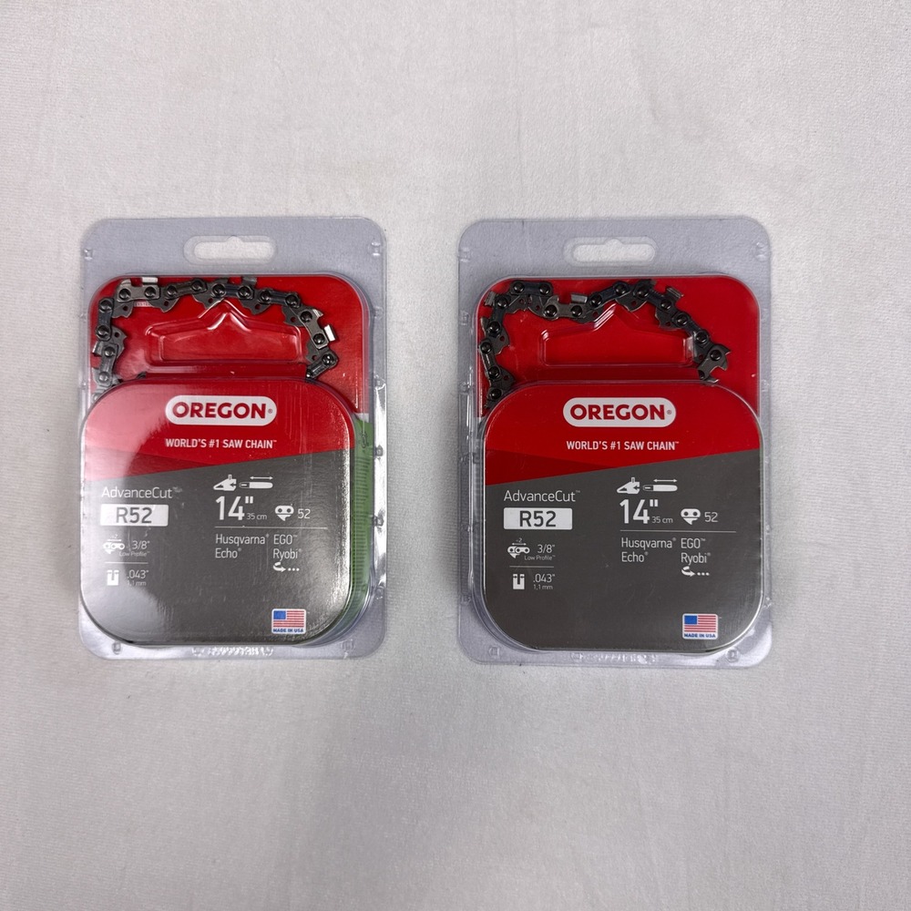 Oregon Chainsaw Chain 2 Pack AdvanceCut R52 14 Inch 3/8 LP .043 52DL Steel USA